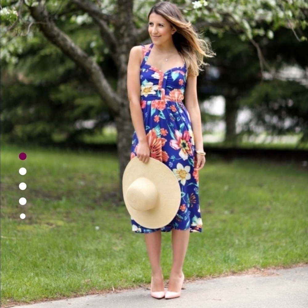 (SHELL) Moulinette Soeurs Floral Midi Dress - Blue and Pink - Picture 11 of 11